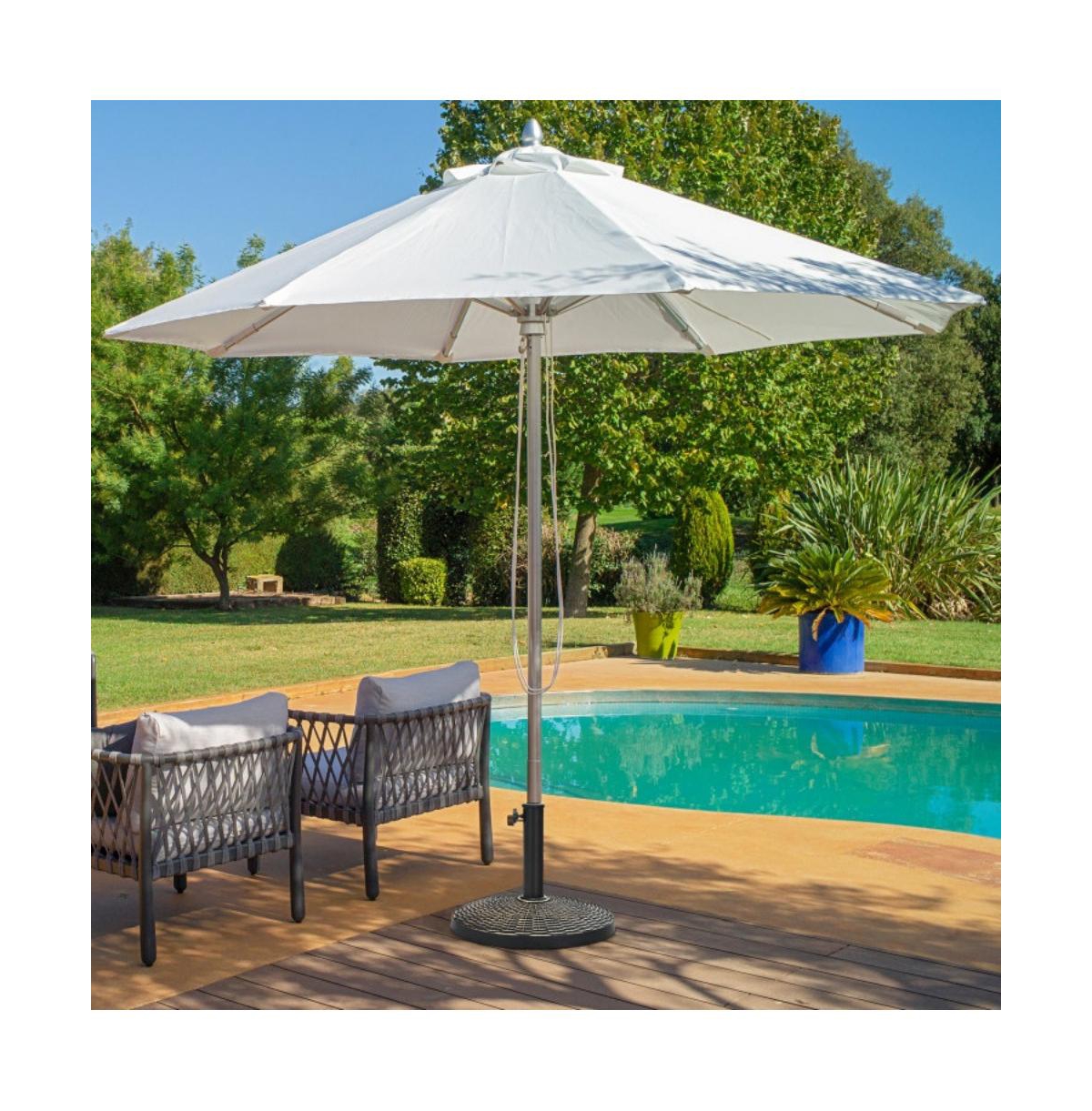 Mondawe 22Lbs Patio Resin Umbrella Base with Wicker Style for Outdoor Use