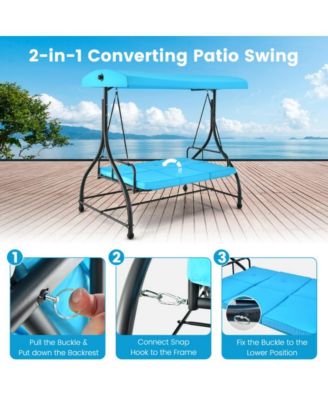 LUCKY ONE 3 Seat Outdoor Porch Swing with Adjustable Canopy
