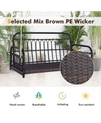 880LBS Wicker Hanging Porch Swing with Cushions
