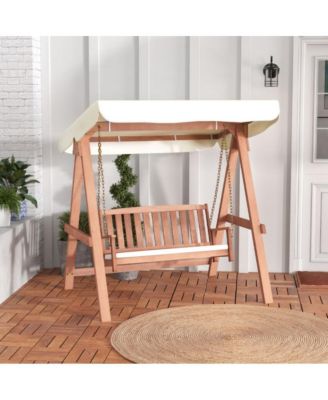 Outdoor 2-Seat Swing Bench w/ith A Frame and Sturdy Metal Hanging Chainsx