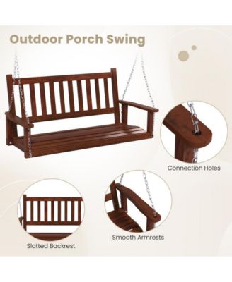3-Person Wooden Outdoor Porch Swing with 800 lbs Weight Capacity