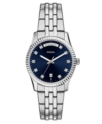 Women's Scarlette Three-Hand Day-Date Stainless Steel Watch, 34mm