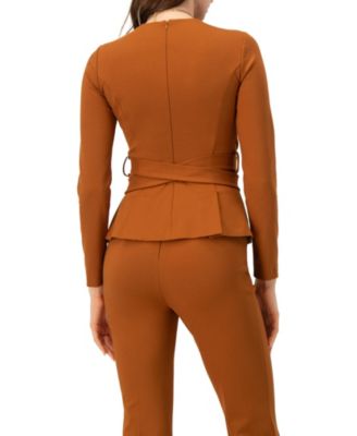 Women's Long Sleeve Top with Crossed Tie Straps