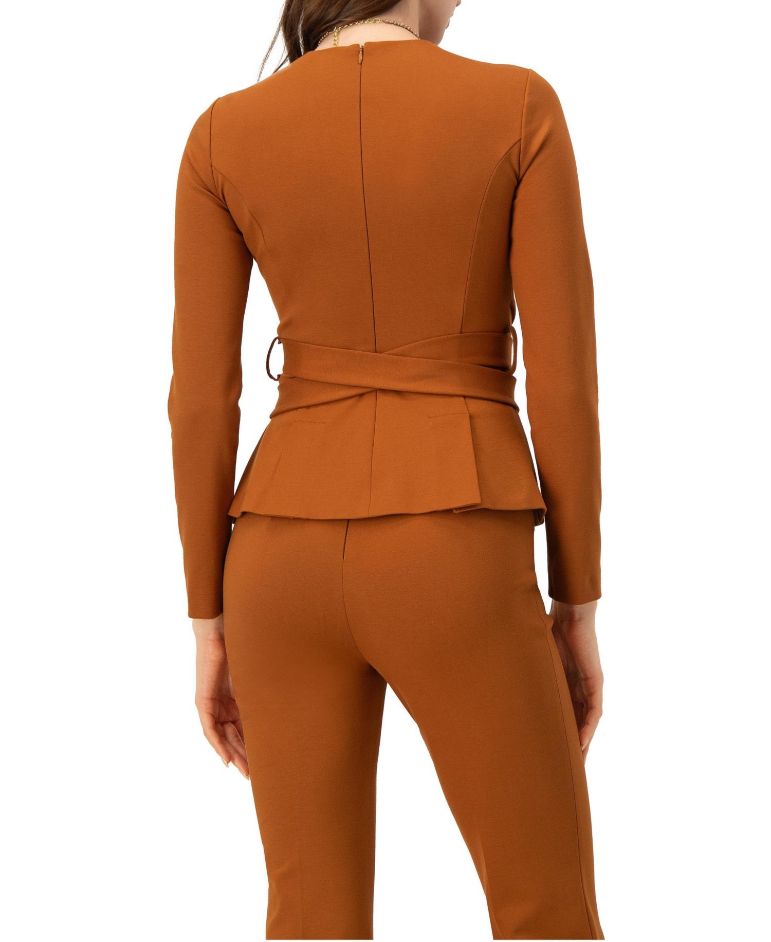 Women's Long Sleeve Top with Crossed Tie Straps