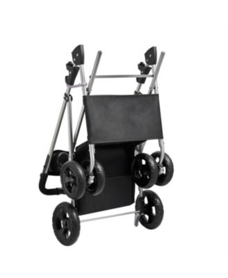 4-Wheel Foldable Pet Stroller for Dogs up to 35lbs with Detachable Carrier