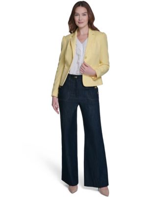 Women's Puff Sleeve Notch Collar Blazer