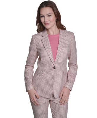 Women's Plaid Notch Collar Slim Fit Blazer
