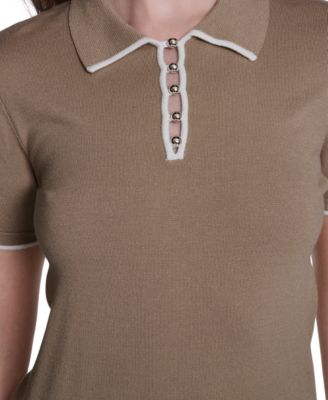 Women's Collared Tipped Polo Sweater