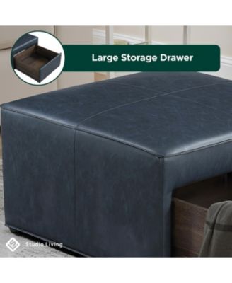 29" Leather Heidi Storage Ottoman