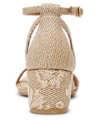 Women's Mia Raffia Ankle Strap Block Heel Dress Sandals