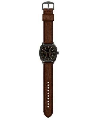Men's Machine Big Tic Brown Leather Watch, 41mm