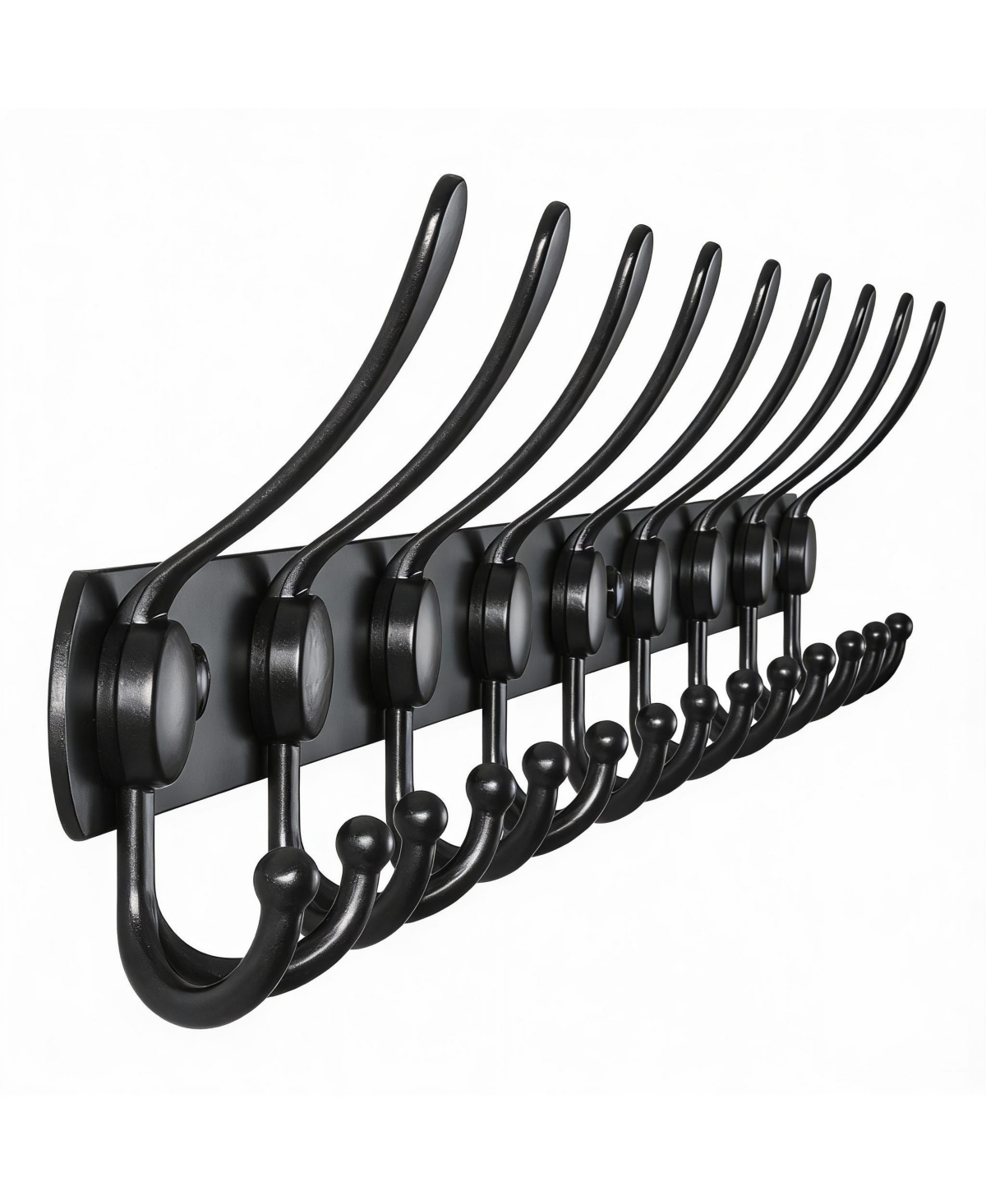 Yigii Heavy Duty 38" Black Coat Rack with 10 Tri Hooks for Mudroom