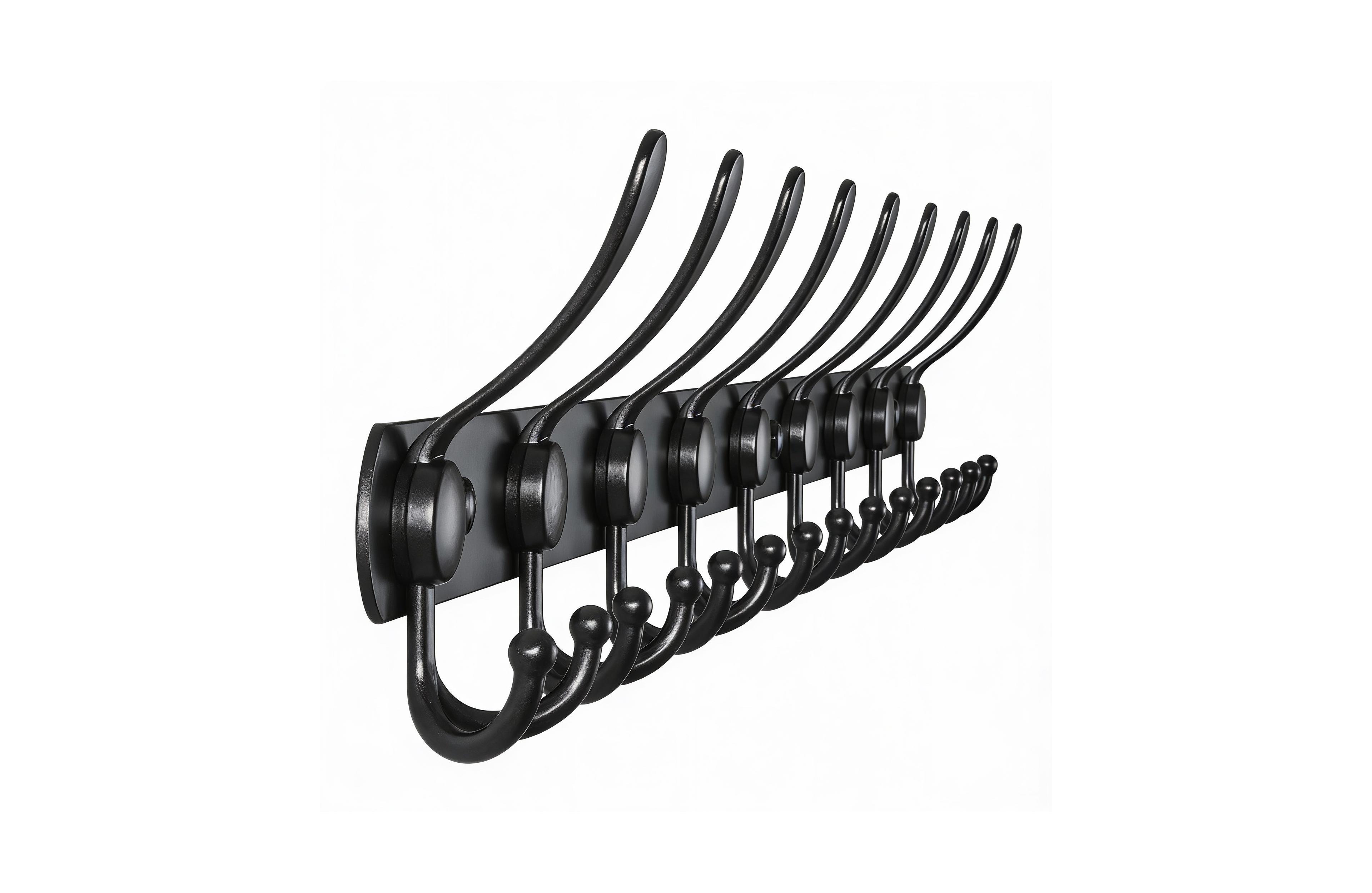 Yigii Heavy Duty 38" Black Coat Rack with 10 Tri Hooks for Mudroom