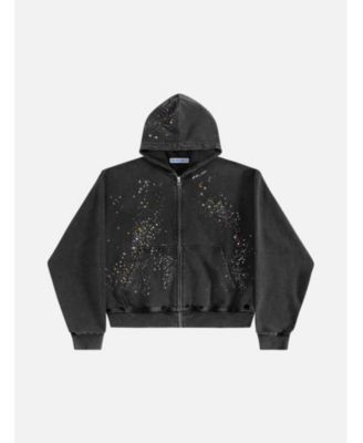 Women's Rhinestone Boxy Zip Up V302 Hoodie