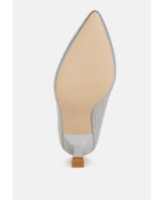 Womens Dinah Rhinestones Embellished Kitten Heel Pumps