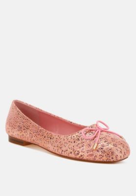 Rag and Co Womens Apollon Bow Detail Embossed Suede Ballerinas