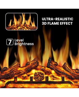 50" Electric Fireplace TV Stand, Fireplace with Faux Stone-Look Mantel , 750/1500W Dual Heat Settings