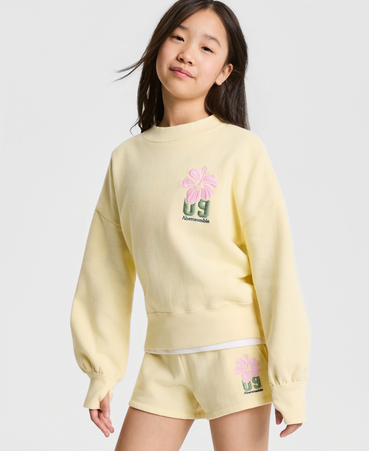 Детские abercrombie kids Girls' 5-16 Fashion Fleece Crewneck Sweatshirt — фото 1