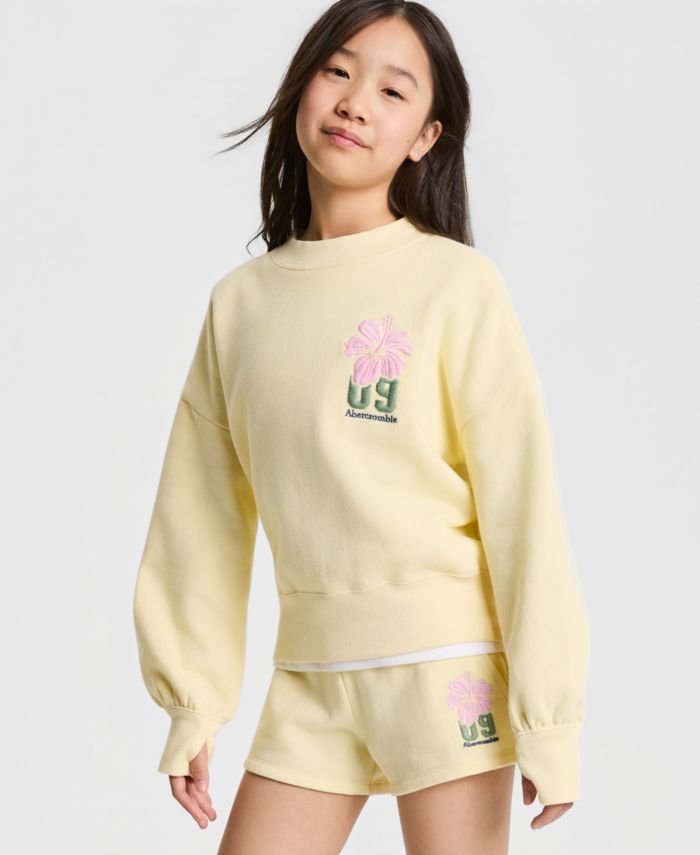 abercrombie kids Girls' 5-16 Fashion Fleece Crewneck Sweatshirt