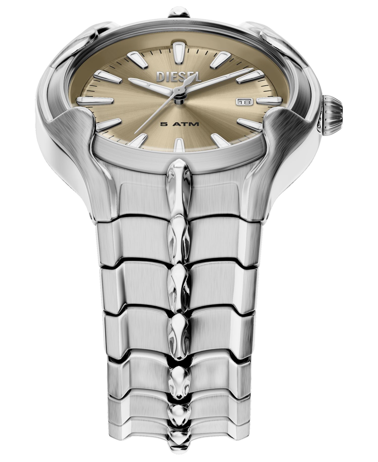Men's Vert Quartz Three-Hand Date Silver Stainless Steel Watch, 45mm