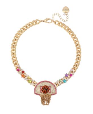 Faux Stone Basketball Pendant Statement Necklace