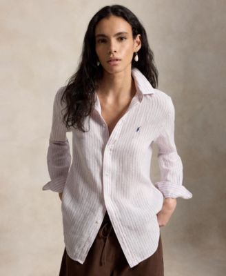 Women's Classic Fit Striped Linen Shirt