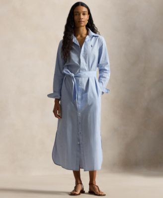 Women's Long-Sleeve Collared Shirt Dress