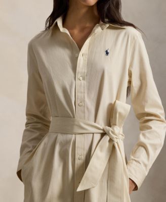 Women's Long-Sleeve Collared Shirt Dress