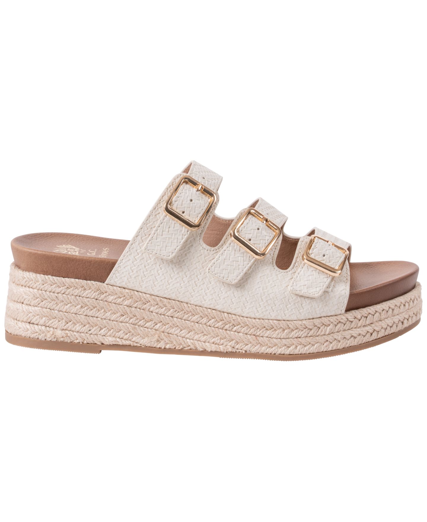 Женские сандалии GC Shoes Fabulist Triple Buckle Espadrille Wedge, цвет: Слоновая кость — фото 2