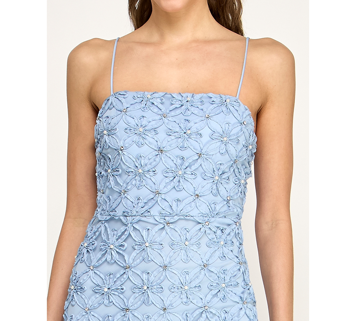 Alex & Sophia Women's Spaghetti Strap Square Neck Dress