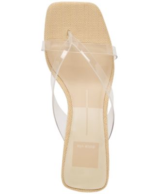 Women's Brevel Vinyl Jelly Thong Low Block Heel Dress Sandals