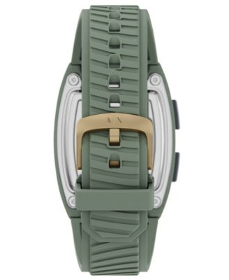 Armani Exchange Men's LCD Green Silicone Watch, 42mm