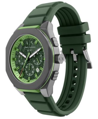 Armani Exchange Men's Sync Quartz Chronograph Green Silicone Watch, 44mm