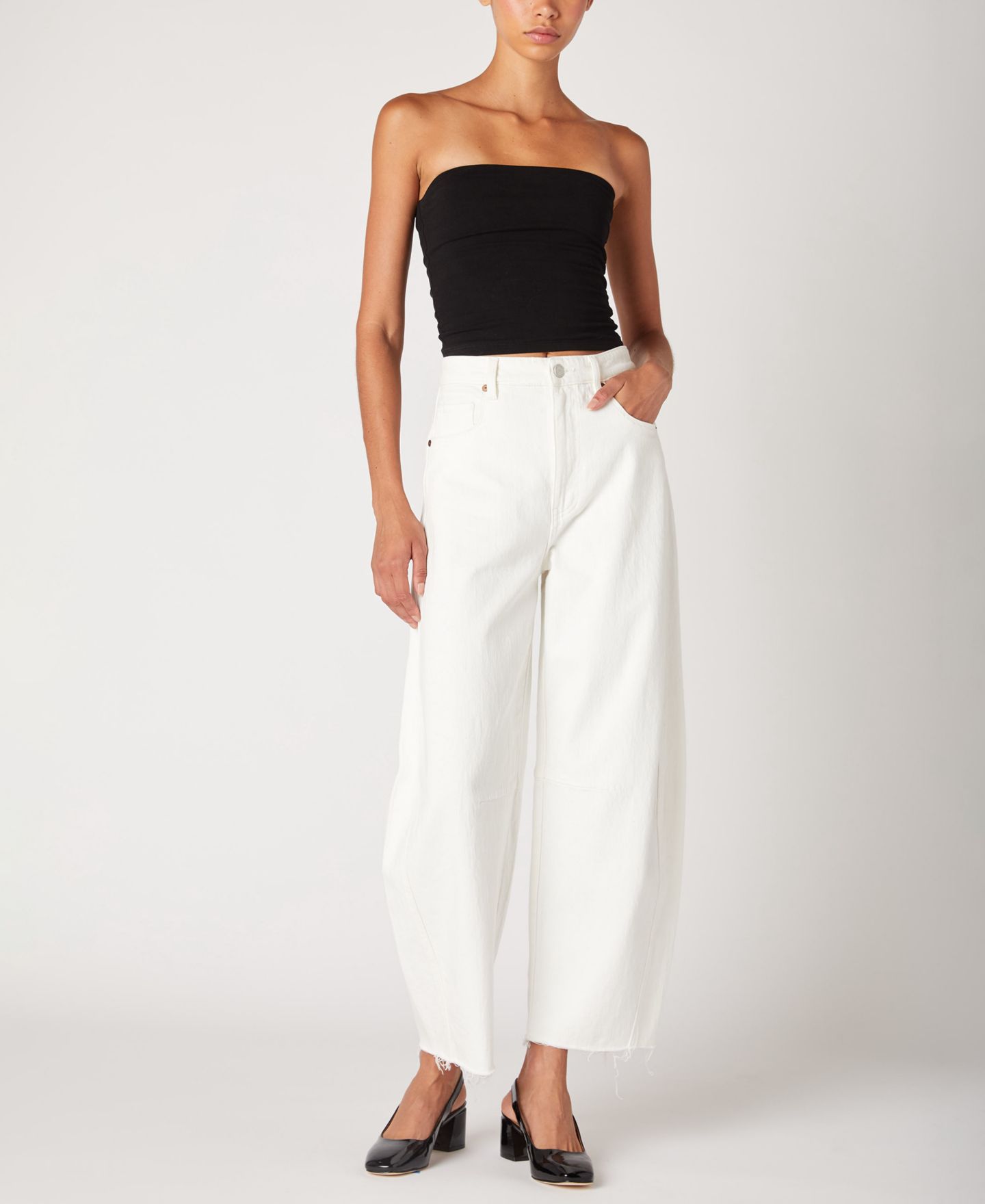 Женские джинсы BLANK NYC Bowery Barrel Mid-Rise, цвет: Белый — фото 2