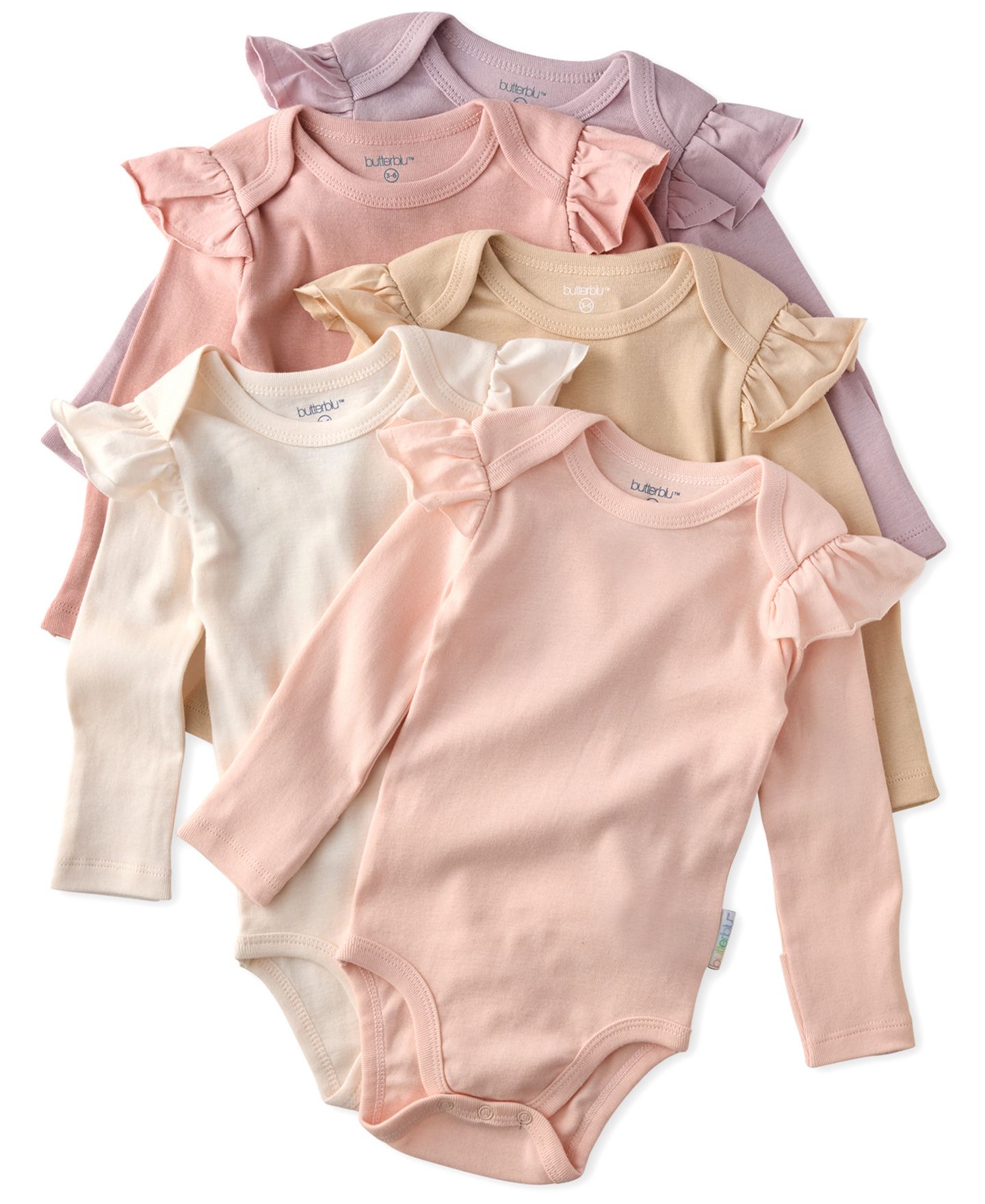 Боди Baby Organic, длинный рукав, оборки, хлопок, 5 шт. — butterblu, цвет: Сорбет — фото 1