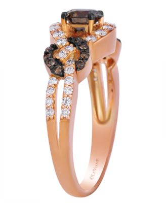 Chocolate Diamond (0.58 ct. t.w.) & Vanilla Diamond (0.34 ct. t.w.) Ring in 14k Strawberry Gold