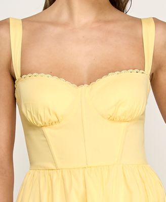 Juniors' Sweetheart Neck Tiered Poplin Midi Dress