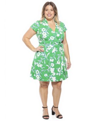 Plus Size Floral Side Tie Wrap Dress