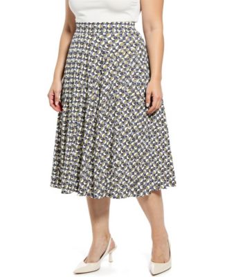 Plus Size Geometric Elastic Waist Pocket Skirt