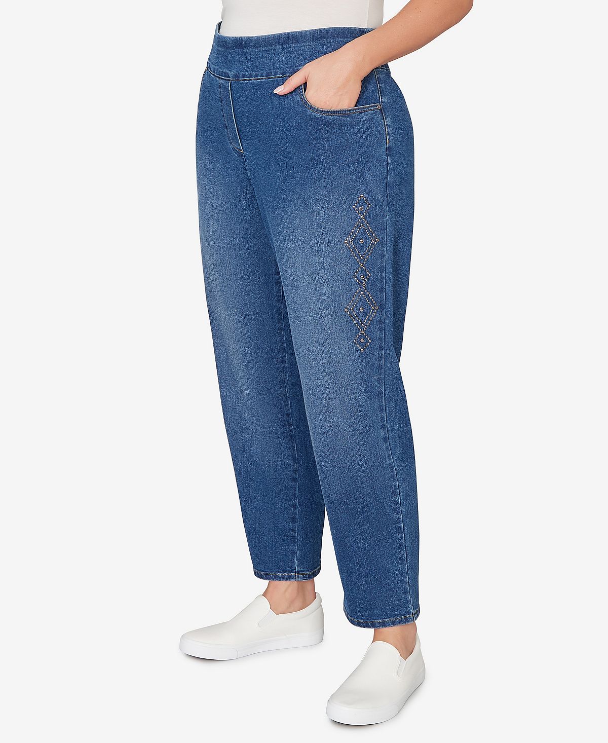 Alfred Dunner Plus Size Austin Geometric Heat Set Super Stretch Denim Jeans view 2 — MAYCSS fashion products