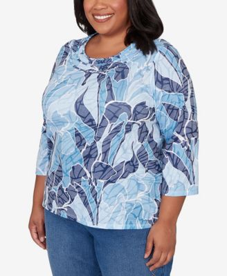 Plus Size Austin Monotone Patch Print Knotted Detail Top