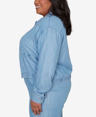 Plus Size Beachcomber Casual Elastic Lyocell Shirt Jacket