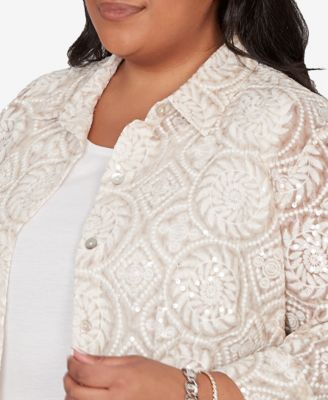 Plus Size Natural Wonder Sequin Medallion Two In One Top