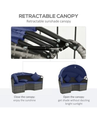 Daybed Patio Furniture Set, Chairs, Sofa, Table Ottoman, Dark Blue