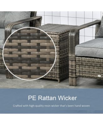 3 Piece Patio Furniture, PE Wicker Storage Table & Chairs,