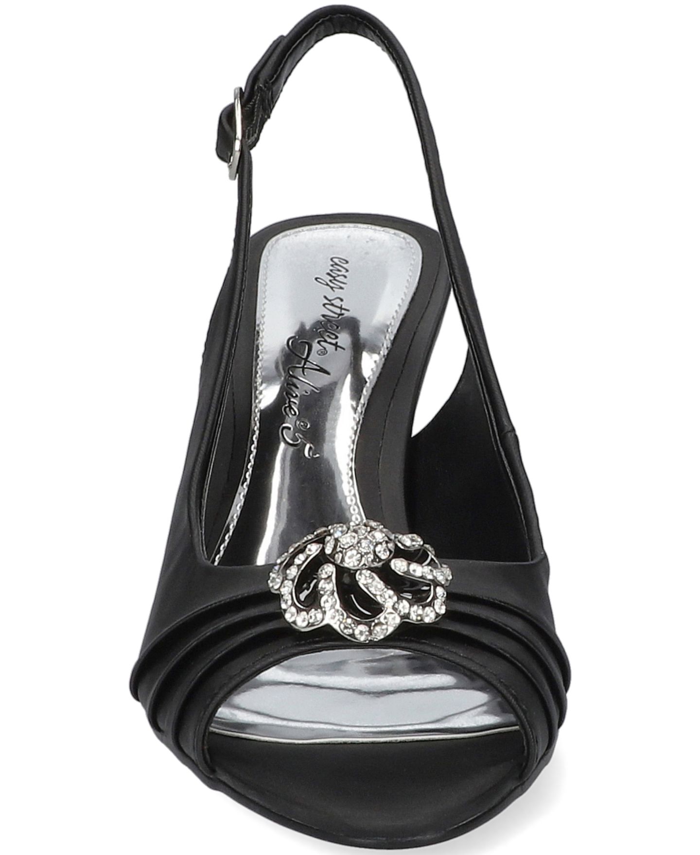 Женские сандалии Easy Street Poise Slingback Dress Sandals, цвет: Чёрный атласный — фото 7