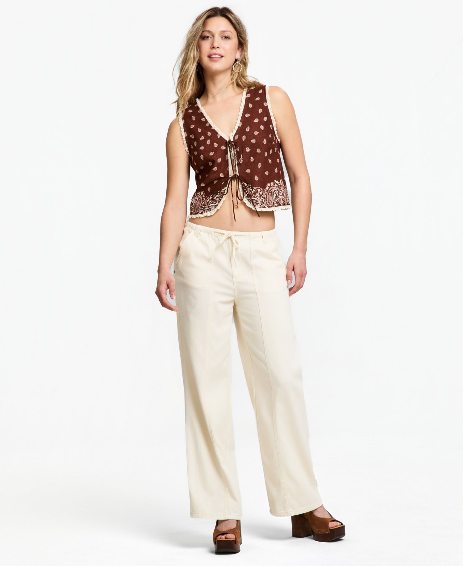 Women's Bandana Tie-Front Vest