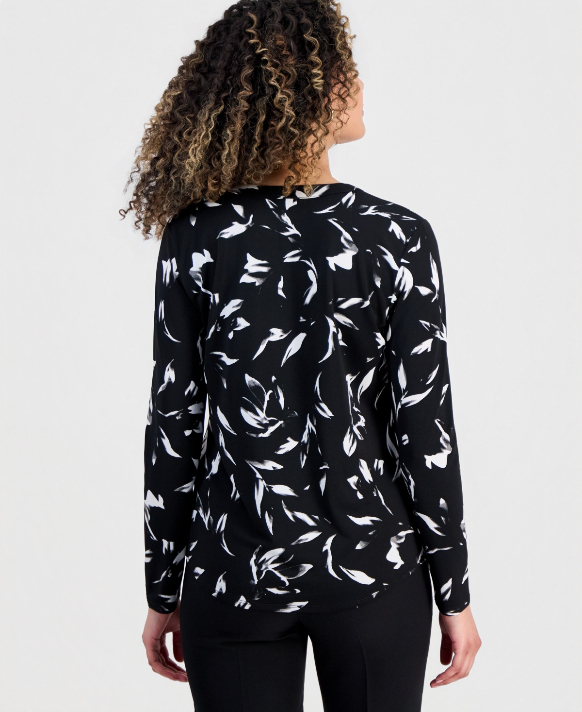 I.n.c. International Concepts Petite Printed Button-Front Knit Top, Created for Macy's