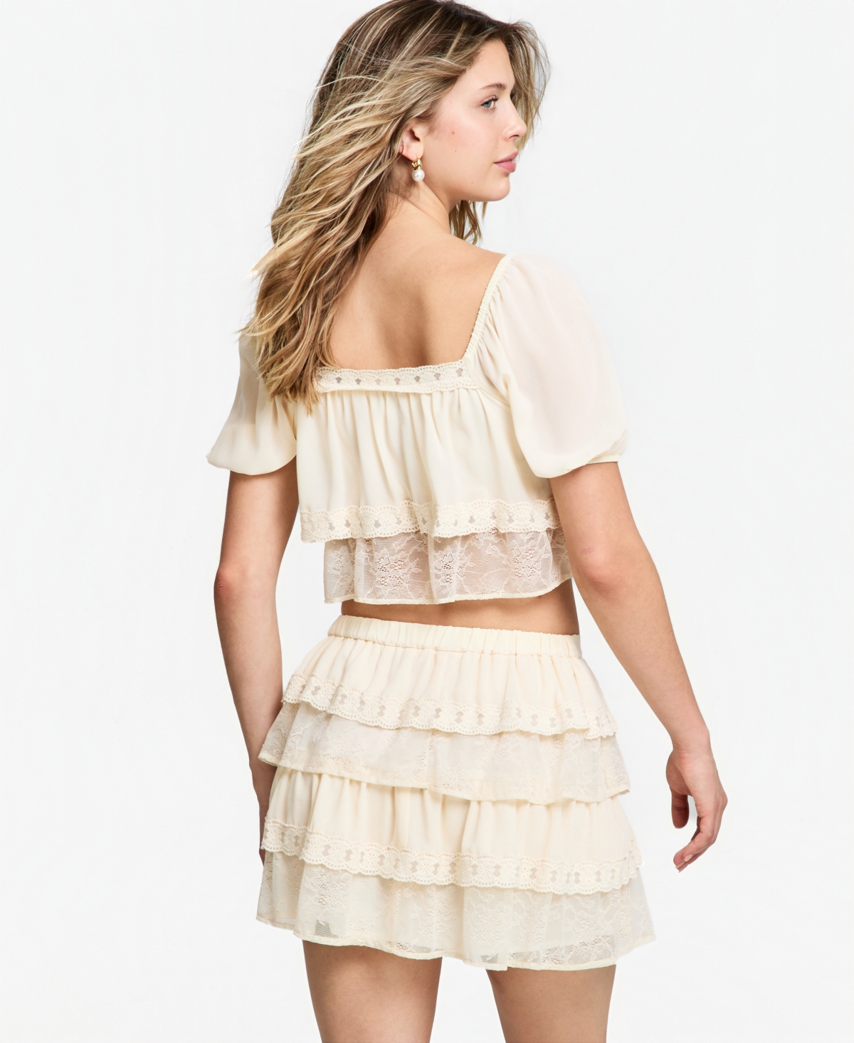 And Now This Women's Chiffon Lace Short-Sleeve Top, Macy's Exclusive