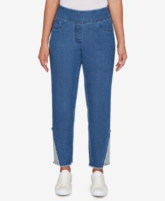 Petite Nautical Stripe Inset Slim Fit Jeans